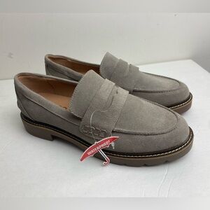 Blondo waterproof Penny Taupe leather suede Slip On Flat Casual Loafers New sz 7